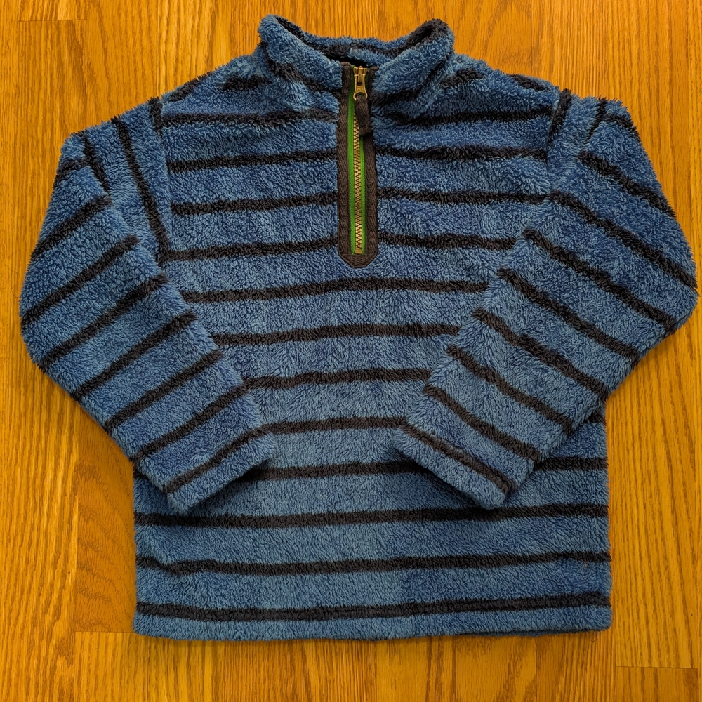 Hanna Andersson Striped Fleece Quarter-Zip Pullover 120 6/7